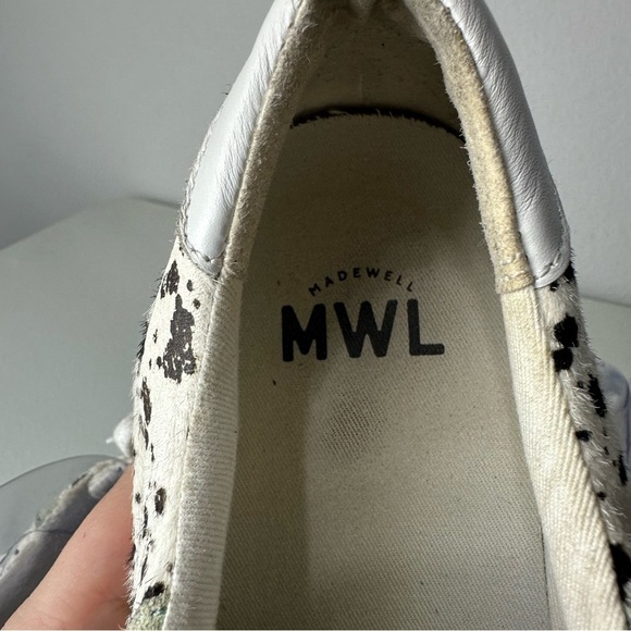 Madewell White Black Splatter Painted Calf Hair Sidewalk Low Top Sneakers 8.5 - Picture 5 of 8